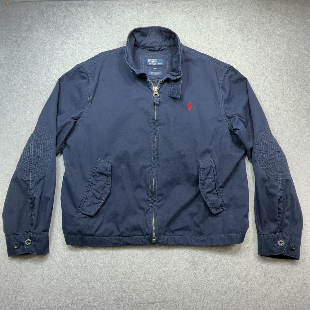 Polo Ralph Lauren Bi Swing Jacket Mens XL Blue Cotton Buckles Elbow Patches